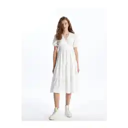 LC Waikiki XSIDE Kruvaze Yaka Düz Kısa Kollu Kadın Elbise