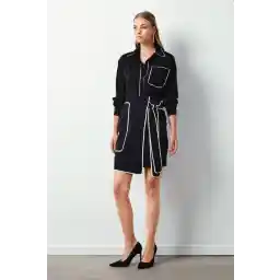 Sateen Detailed Mini Skirt - BLACK