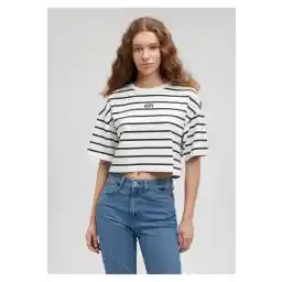 Mavi Logo Printed Black Striped Crop T-shirt Crop / Short Cut1612227-86678