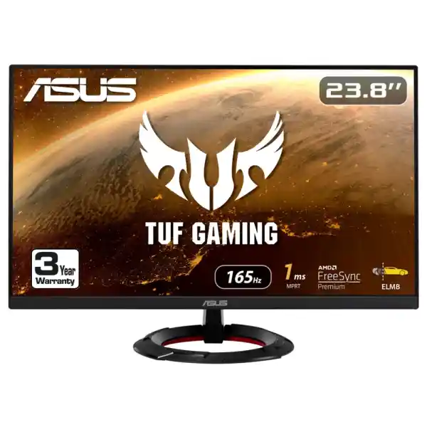 ASUS TUF Gaming 23.8" 1080P Monitor (VG249Q1R) - Full HD, IPS, 165Hz (Supports 144Hz), 1ms, Extreme Low Motion Blur, Speaker, FreeSync Premium, Shadow Boost, VESA Mountable, DisplayPort, HDMI