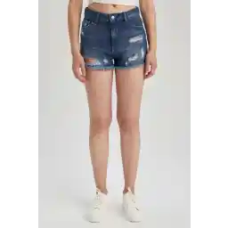 Defacto Normal Waist Cutout Tip Leg Jean 100% Cotton Shorts A2604ax23sm
