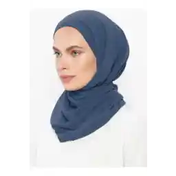 Ecardin Bonnet Chiffon Shawl - Denim Blue -