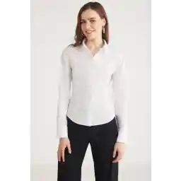 ETHIQUET Evangeline Women's Lycra Poplin Slim Fit White Shirt