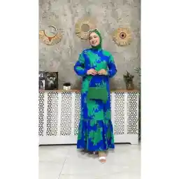 MOCHA Women's, Summer, Cotton Viscose, Stand Collar Hijab Dress