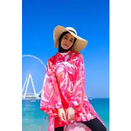 Marina Patterned Fuchsia Full Covered Hijab Swimsuit M2322