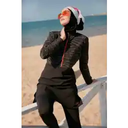 Marina Parachute Black Full Covered Hijab Swimsuit M2324