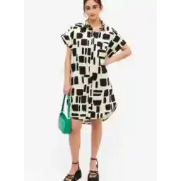 Button Detail Printed Dress