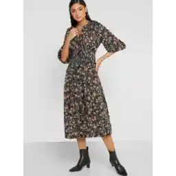 Pleated Printed Dress