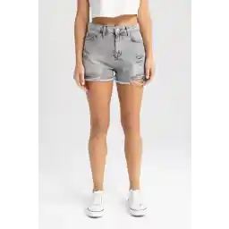 Defacto Normal Waist Cutout Tip Leg Jean 100% Cotton Shorts A2603ax23sm