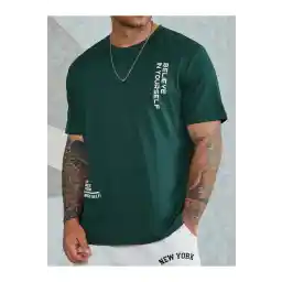 Altamira Erkek Yeşil Believe Baskılı Oversize T-shirt