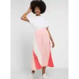 Colorblock Pleated Skirt