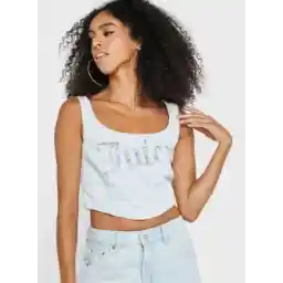 Logo Denim Crop Top