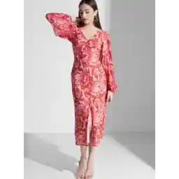 Floral Printed Balloon Sleeve Dress