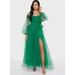 Emerald Chiffon Gown Dress