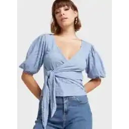 Puff Sleeve Wrap Neck Top