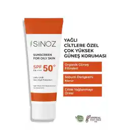 Sinoz Spf 50 Sebum Dengeleyici Aydınlatıcı Yüksek Koruma Yüz Güneş Kremi 50 ml Karma Yağlı Ciltler Için