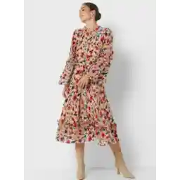 Puff Sleeve Printed Dress