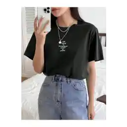 ALİKA Women's Black The Power Oversize T-Shirt