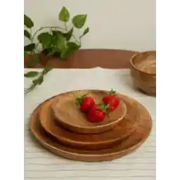 Set Of 3 Wooden Plates