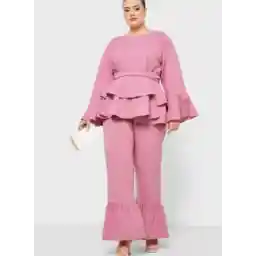 Ruffle Belted Tunic & Pants Set