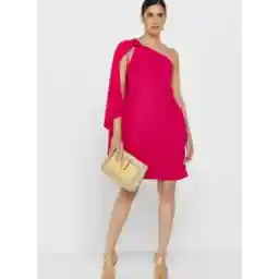 One-Shoulder Cape Dress