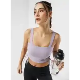 Padded Ruched Longline Sports Bra