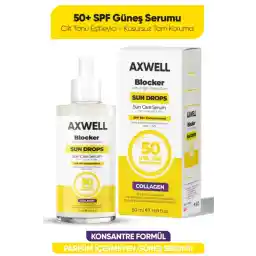 AXWELL Blocker SPF 50+ Suya Dayanıklı Yüksek UVB+UVA Korumalı Kolajen İçerikli 50ml Güneş Serumu