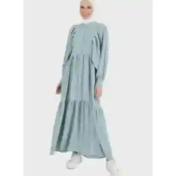 Balloon Sleeve Button Detail Dress