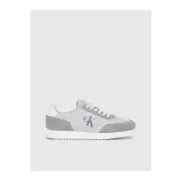 Calvin Klein Erkek Marka Logolu Bağcıklı Kaydırmaz Tabanlı Günlük Gri-Beyaz Sneaker YM0YM00746-0IX