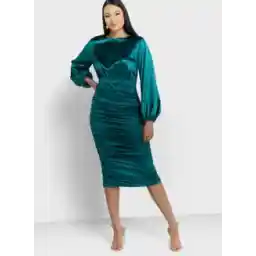 Puff Sleeve Ruched Dress