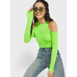 Cold Shoulder Cropped Sweater