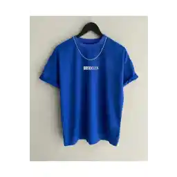 Altamira Men's Blue Brooklyn Printed Oversize Crew Neck Short Sleeve Tshirt