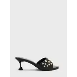 Stone-Embellished High Heel Mule