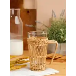 Rattan Glass Mug