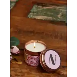 N Initial Floral Candle