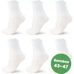 Saaf Bamboe Sokken - 6 Paar - Maat 43-47 - Dames / Heren - Wit