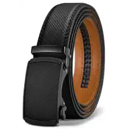 BULLIANT Men's Ratchet Leather Belt, Automatic Clasp, for Men’s Suit, Business Clothing, Width 35 mm, Size Adjusted