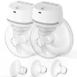 Bellababy Wearable Breast Pumps Hands Free Low Noise, Breastfeeding Double Electric Breast Pumps Comes with 24mm Flanges, 4 Modes & 6 Levels Suction, 2 Packs