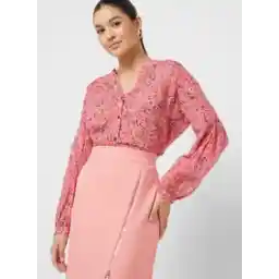 Printed Balloon Sleeve Top