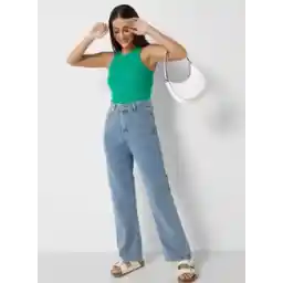 Washed High Waist Straight Fit Jeans