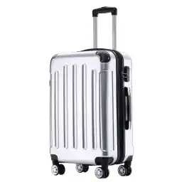 Beibye 2048 Hard Shell Trolley Suitcase with Twin Rollers in a Set with Sizes M, L, XL, Available in 15 Colours Polycarbonate, silver