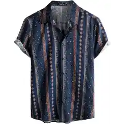 VATPAVE Men's Short-Sleeved Casual Summer Shirt, Hawaiian Shirt, Casual, Beach, Flowers