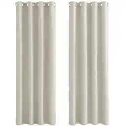 PONY DANCE Beige Opaque Living Room Curtains with Eyelets, Set of 2 H 245 x W 140 cm Thermal Curtains Against Cold and Heat, Blackout Thermal Curtains for Living Room, Light Beige