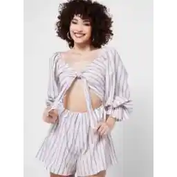 Striped Bow Detail Playsuit