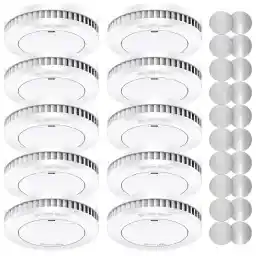 XINDUM Smoke Detectors Set of 10 with Magnetic Holder, TÜV Rheinland Certified Smoke Detector, 10-Year Battery, Fire Detector, Smoke Detector, Standalone, White