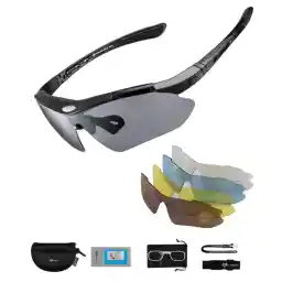 ROCKBROS Gepolariseerde Sportbril UV400 Bescherming met 5 Verwisselbare Lenzen Dames Heren voor Buitensporten Fietsen Motorrijden Hardlopen Vissen Golf