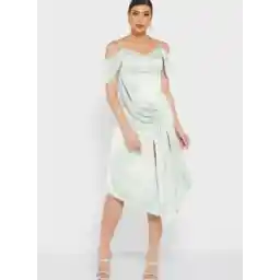 Satin Ruched Midi Dress