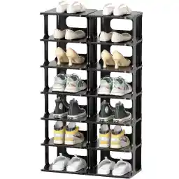 HAIXIN Shoe Rack, 14 Levels, Shoe Rack, Narrow Shoe Rack, Shoe Cabinet, Shoe Storage, Space-Saving, Stackable, Black for Entrance Area, Hallway, Bedroom