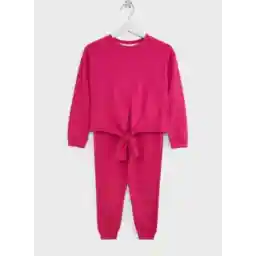 Girls Tie Hem Sweatshirt And Jogger Set