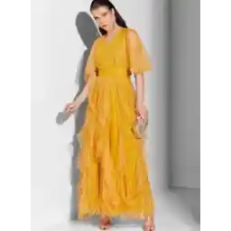 Nour Embroidered Dress With Ruffle Detail